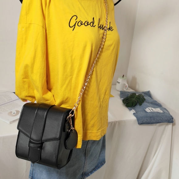 LAST ONE Crossbody Bag w/Wide PU & Chain Strap - Picture 4 of 8